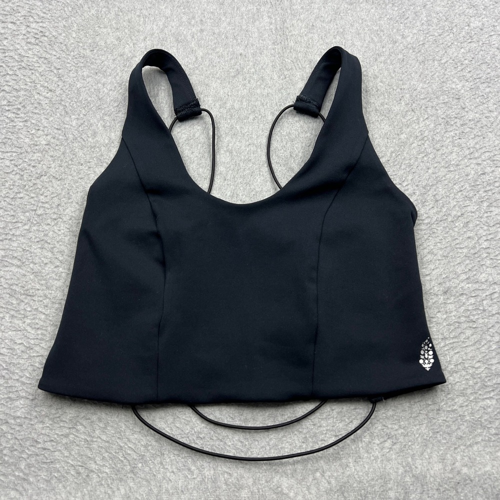 Free People Movement She's Got Rhythm Top Womens XS Black Cami Strappy Athletic
